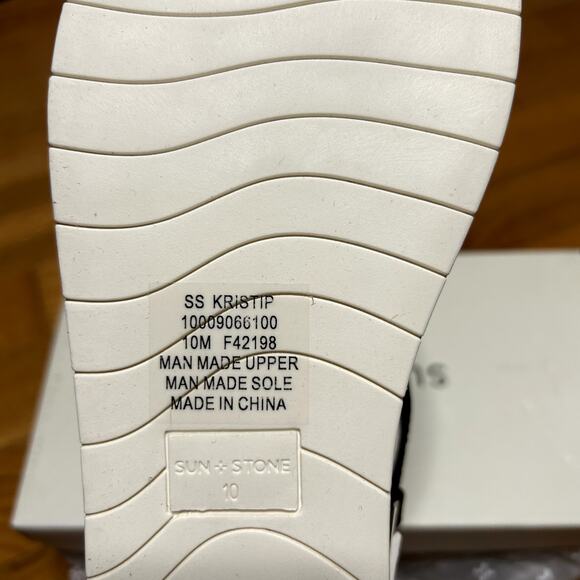 Sun Stone Kristip Black Sandal Womens Size 10 M NWT NIB Black White - Picture 5 of 9